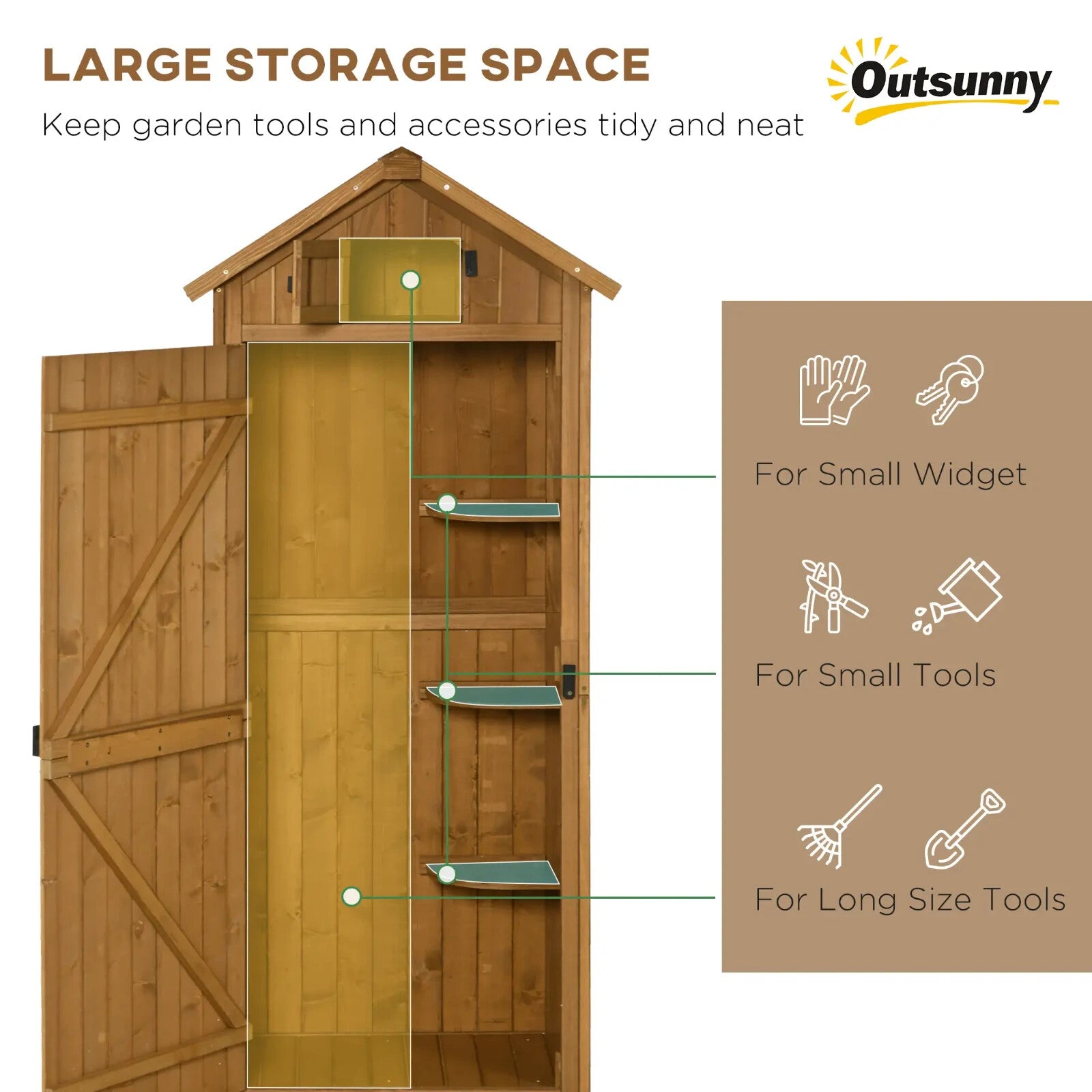 Wooden Garden Storage Shed with Shelves Waterpoof Outdoor Tool Cabinet Outhouse - Home and Garden Furniture Shop - rustic - furniture