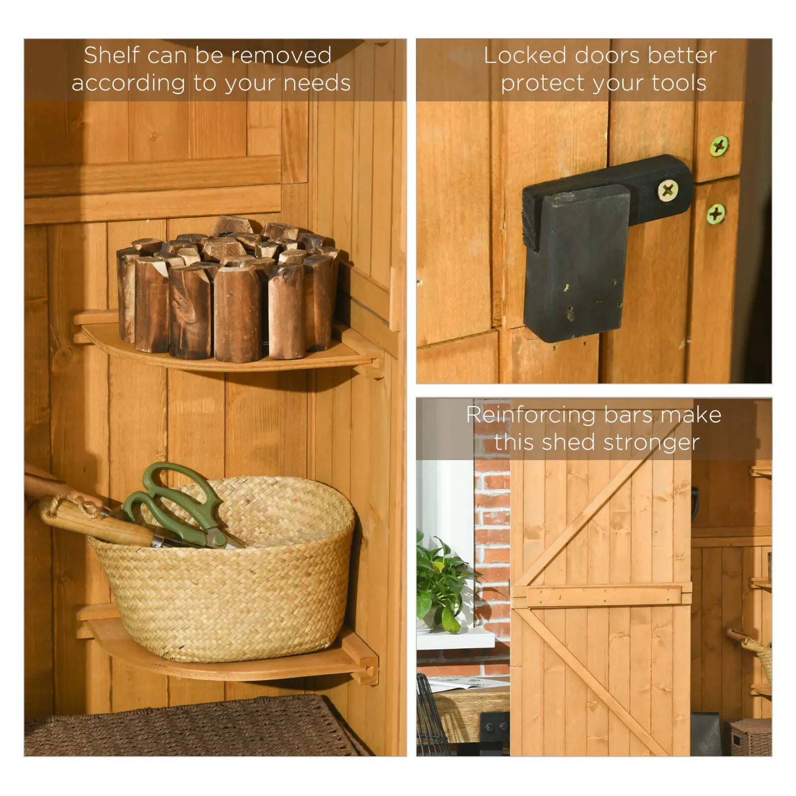 Wooden Garden Storage Shed with Shelves Waterpoof Outdoor Tool Cabinet Outhouse - Home and Garden Furniture Shop - rustic - furniture