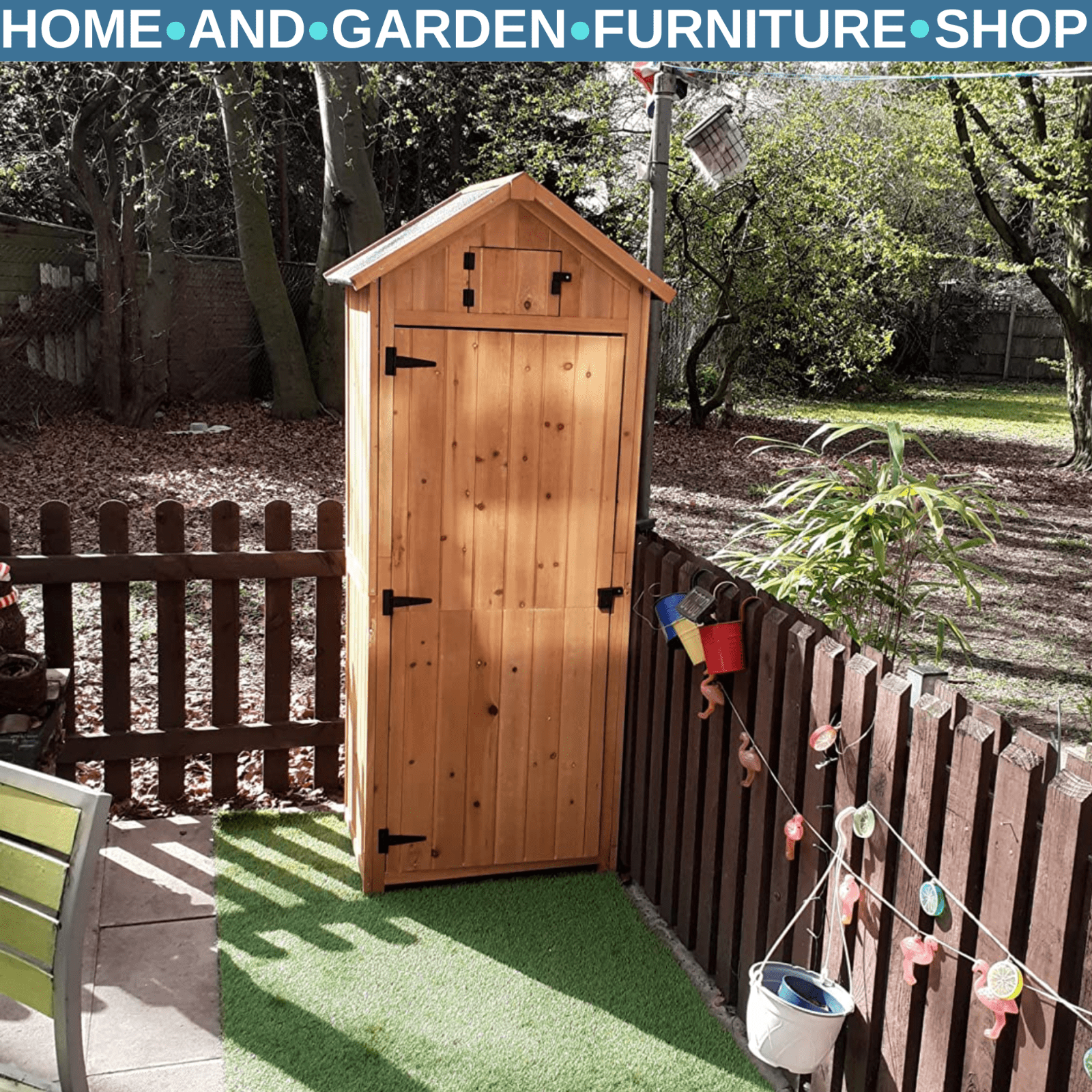 Wooden Garden Storage Shed with Shelves Waterpoof Outdoor Tool Cabinet Outhouse - Home and Garden Furniture Shop - rustic - furniture