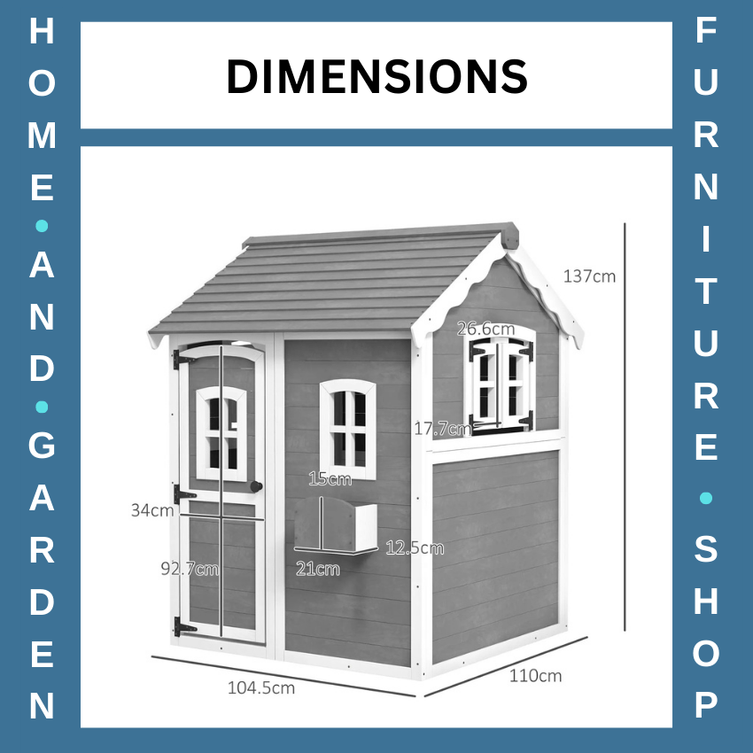 Wooden Kids Playhouse with Doors Windows Plant Box for Garden Patio Ages 3 to 8 - Home and Garden Furniture Shop - rustic - furniture