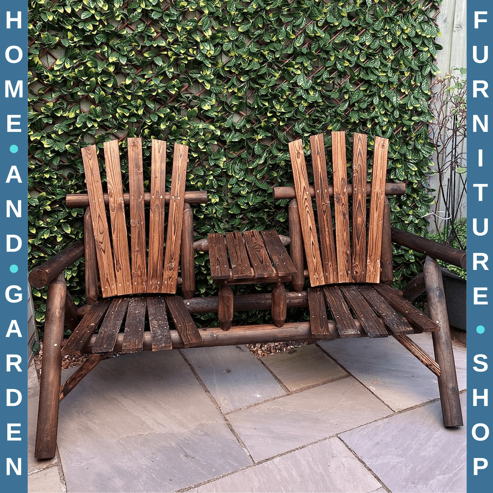 Wooden Patio Bench 2 Seater Loveseat Coffee Table Garden Chair Outdoor Furniture - Home and Garden Furniture Shop - rustic - furniture