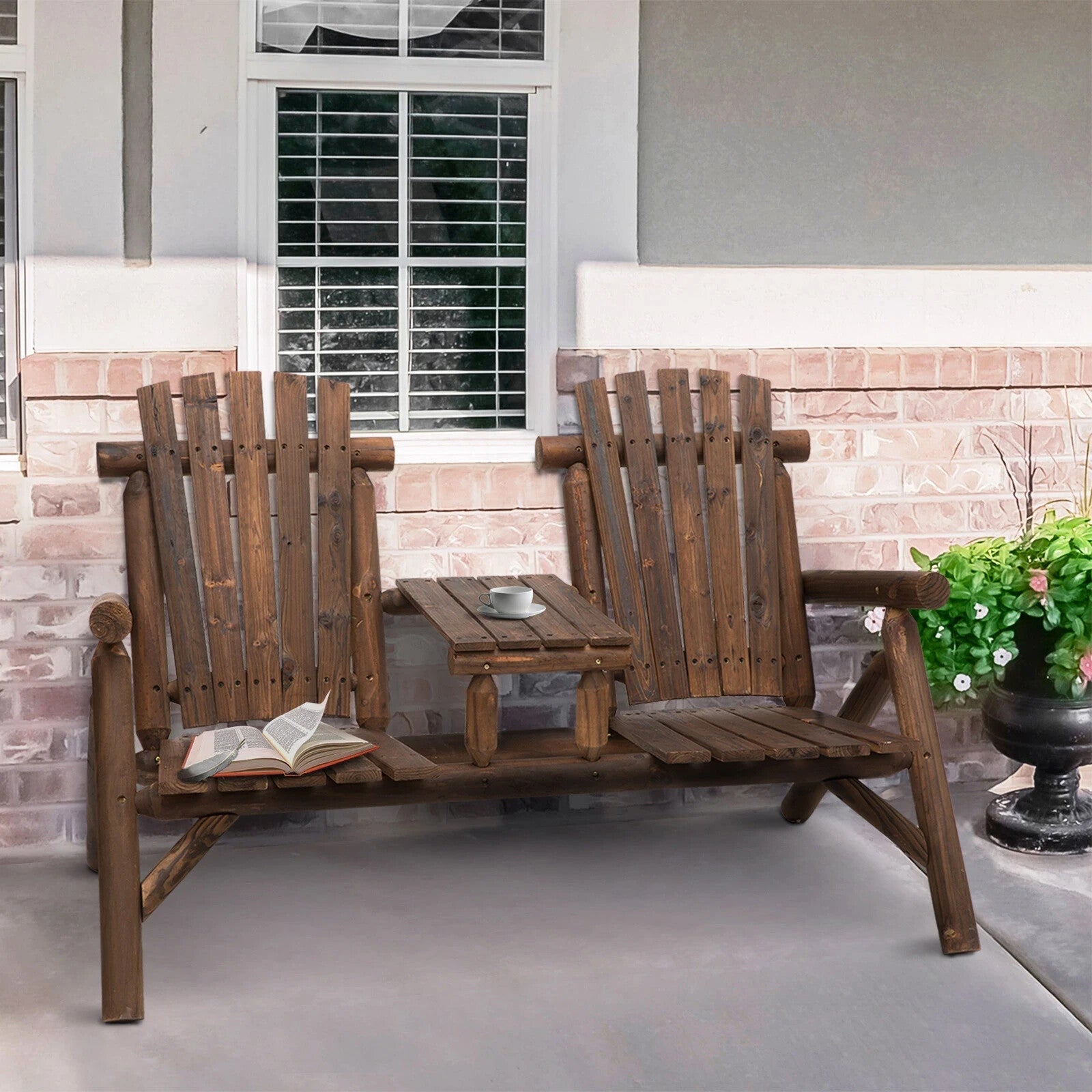 Wooden Patio Bench 2 Seater Loveseat Coffee Table Garden Chair Outdoor Furniture - Home and Garden Furniture Shop - rustic - furniture