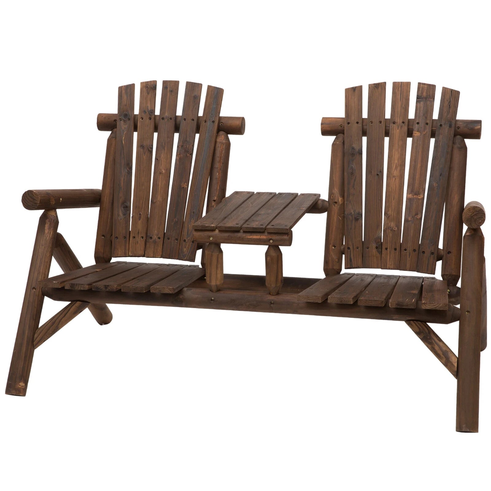 Wooden Patio Bench 2 Seater Loveseat Coffee Table Garden Chair Outdoor Furniture - Home and Garden Furniture Shop - rustic - furniture