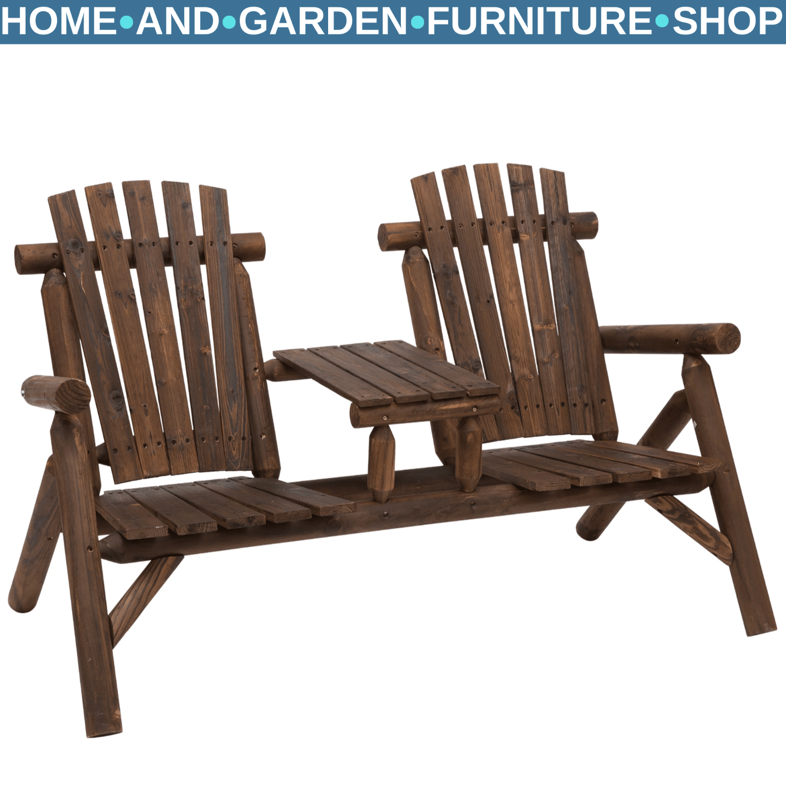 Wooden Patio Bench 2 Seater Loveseat Coffee Table Garden Chair Outdoor Furniture - Home and Garden Furniture Shop - rustic - furniture
