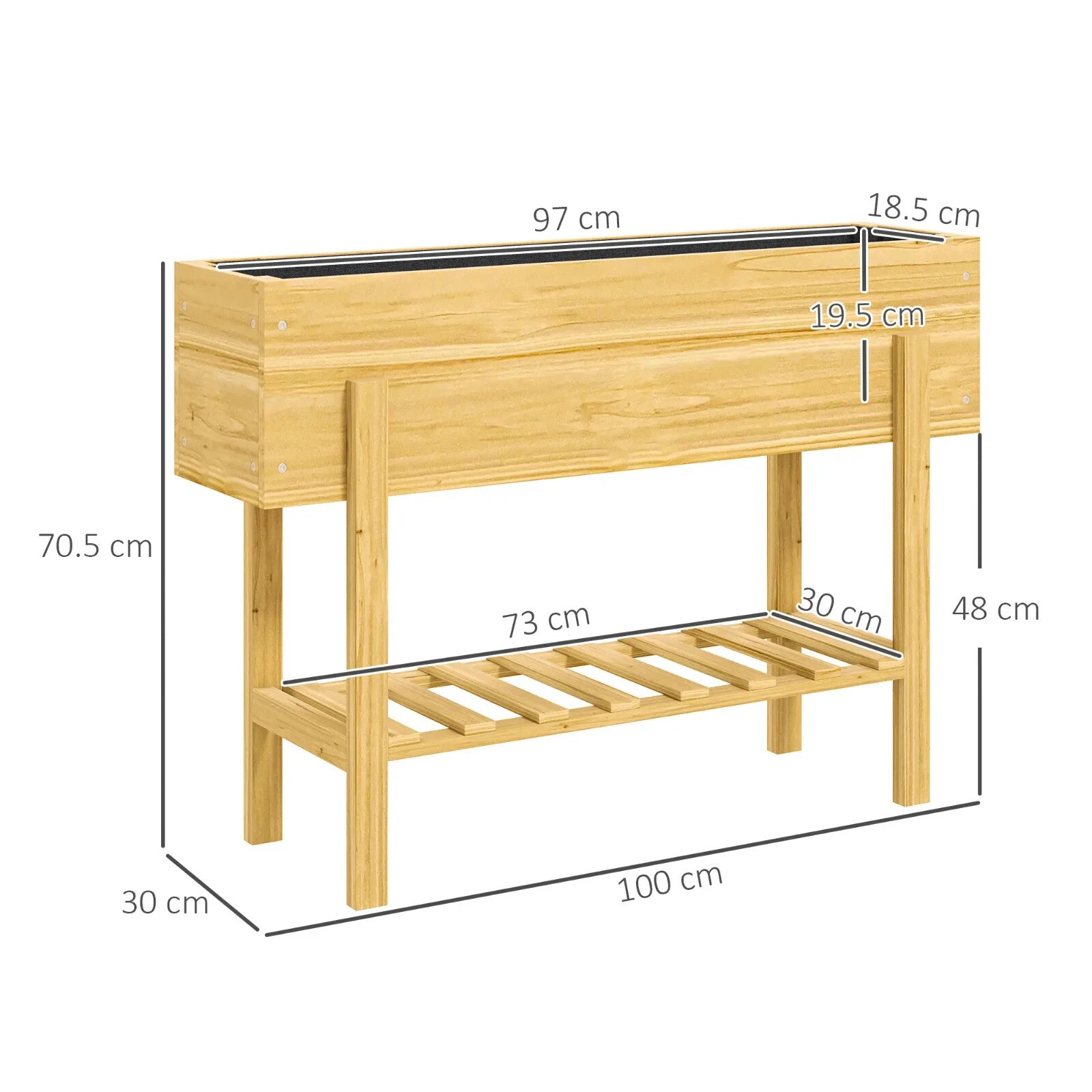 Wooden Raised Garden Bed Outdoor Elevated Planter Box With Liner Storage Shelf - Home and Garden Furniture Shop - rustic - furniture