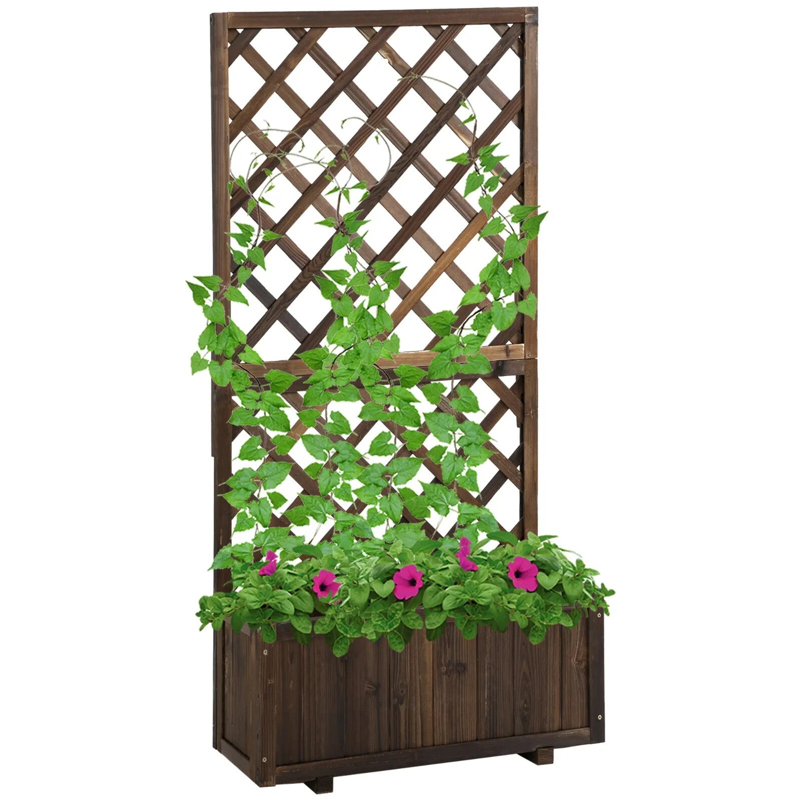 Wooden Raised Garden Beds Planter with Trellis Climbing Frame Plants Vegetables - Home and Garden Furniture Shop - rustic - furniture