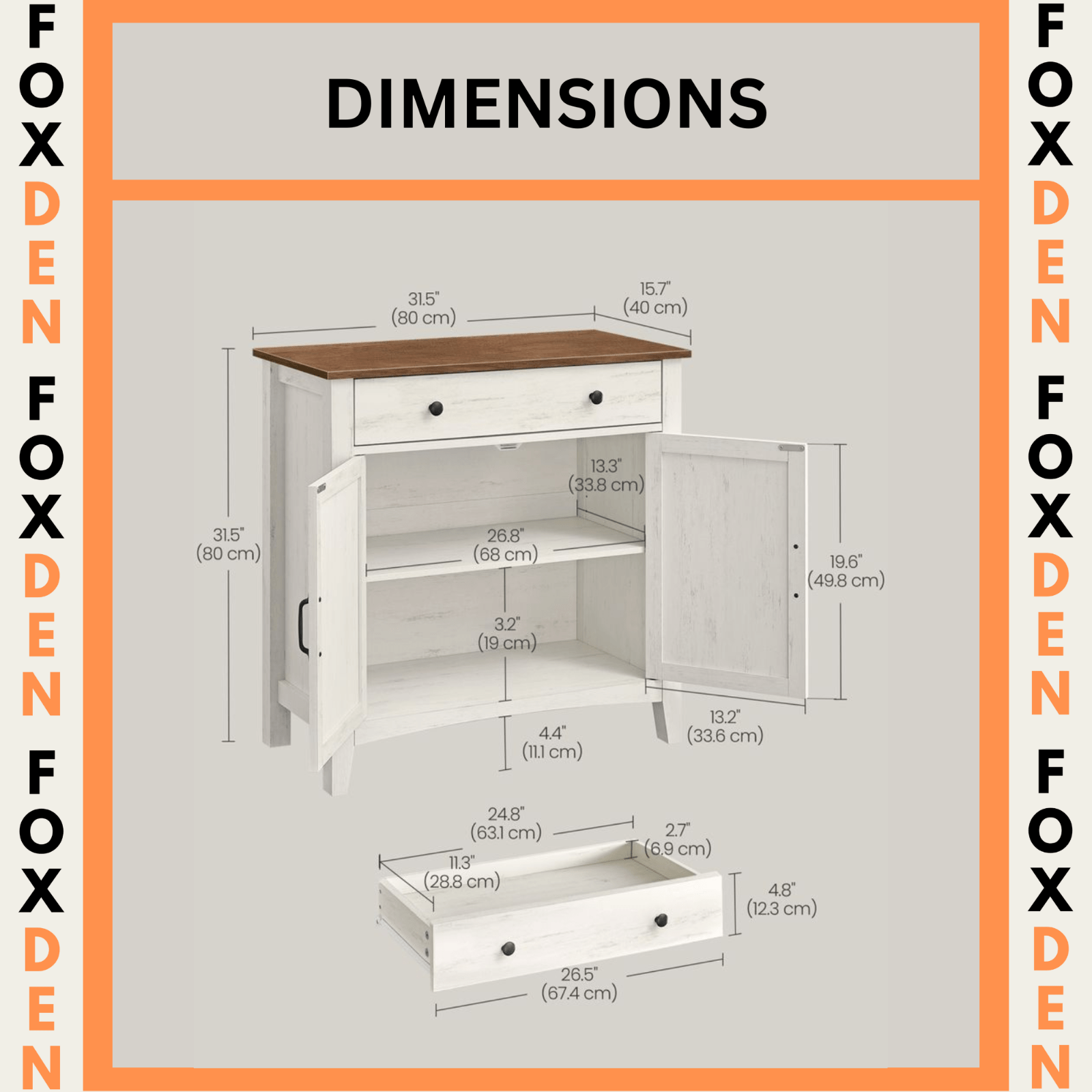 Wooden Rustic Sideboard Cupboard Farmhouse Side Cabinet Shabby Chic Kitchen Unit - Home and Garden Furniture Shop - rustic - furniture