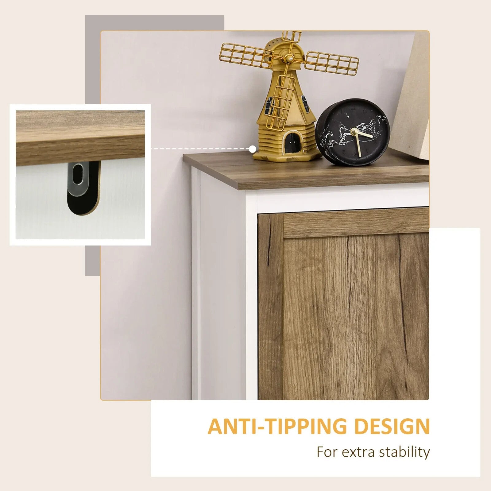 Wooden Rustic Sideboard Cupboard Farmhouse Side Storage Cabinet with 2 Doors - Home and Garden Furniture Shop - rustic - furniture