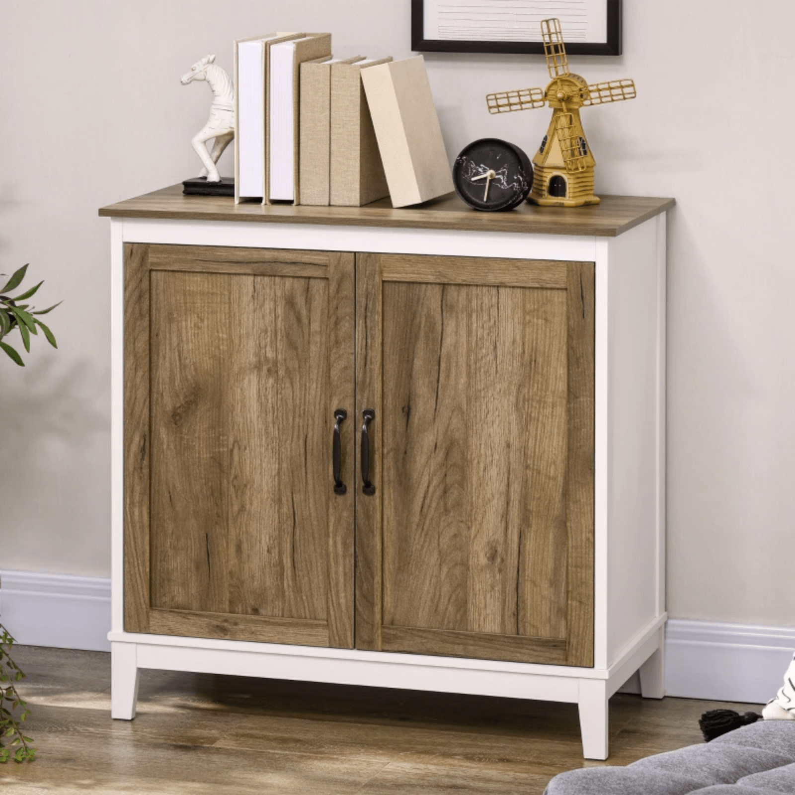 Wooden Rustic Sideboard Cupboard Farmhouse Side Storage Cabinet with 2 Doors - Home and Garden Furniture Shop - #rustic - furniture#