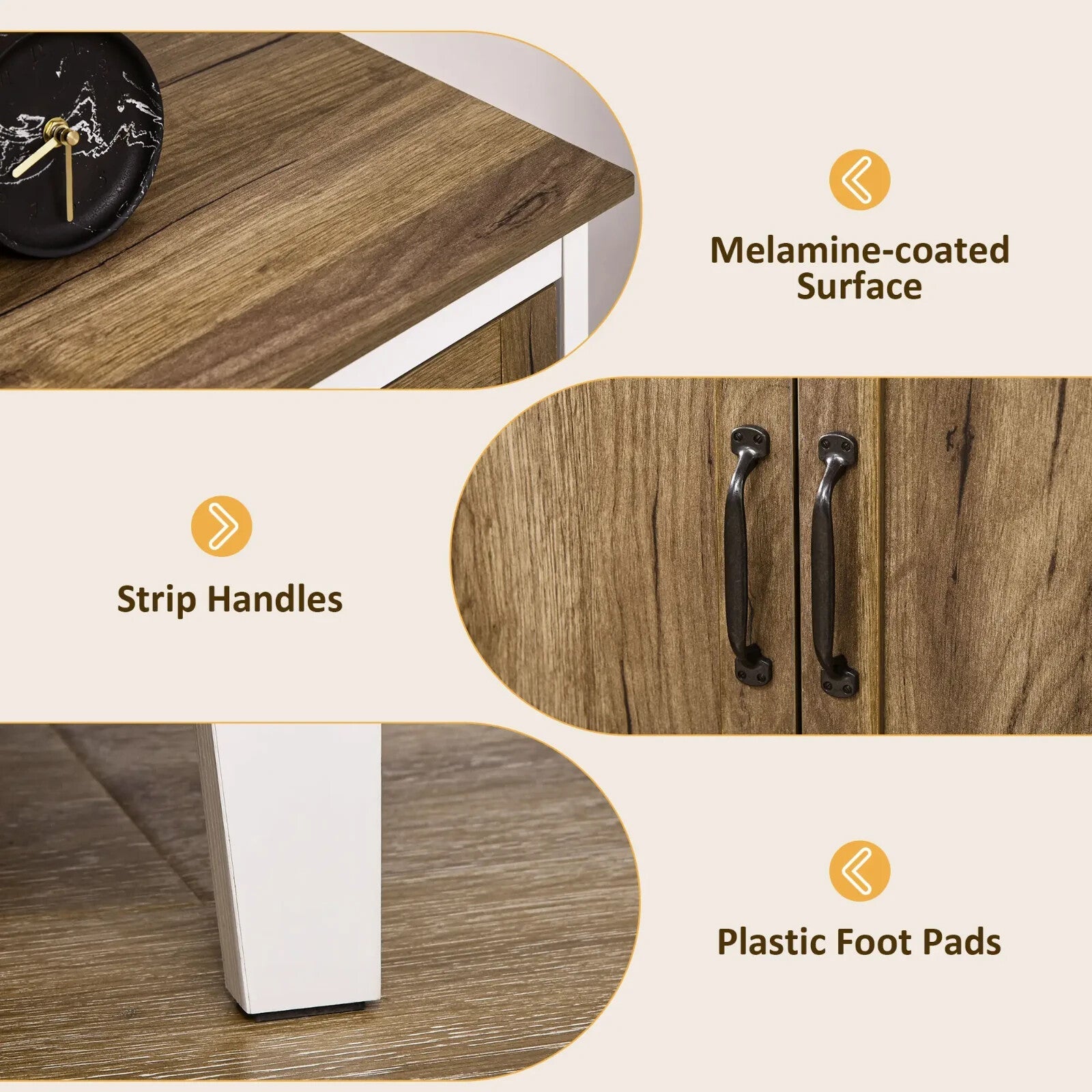 Wooden Rustic Sideboard Cupboard Farmhouse Side Storage Cabinet with 2 Doors - Home and Garden Furniture Shop - rustic - furniture