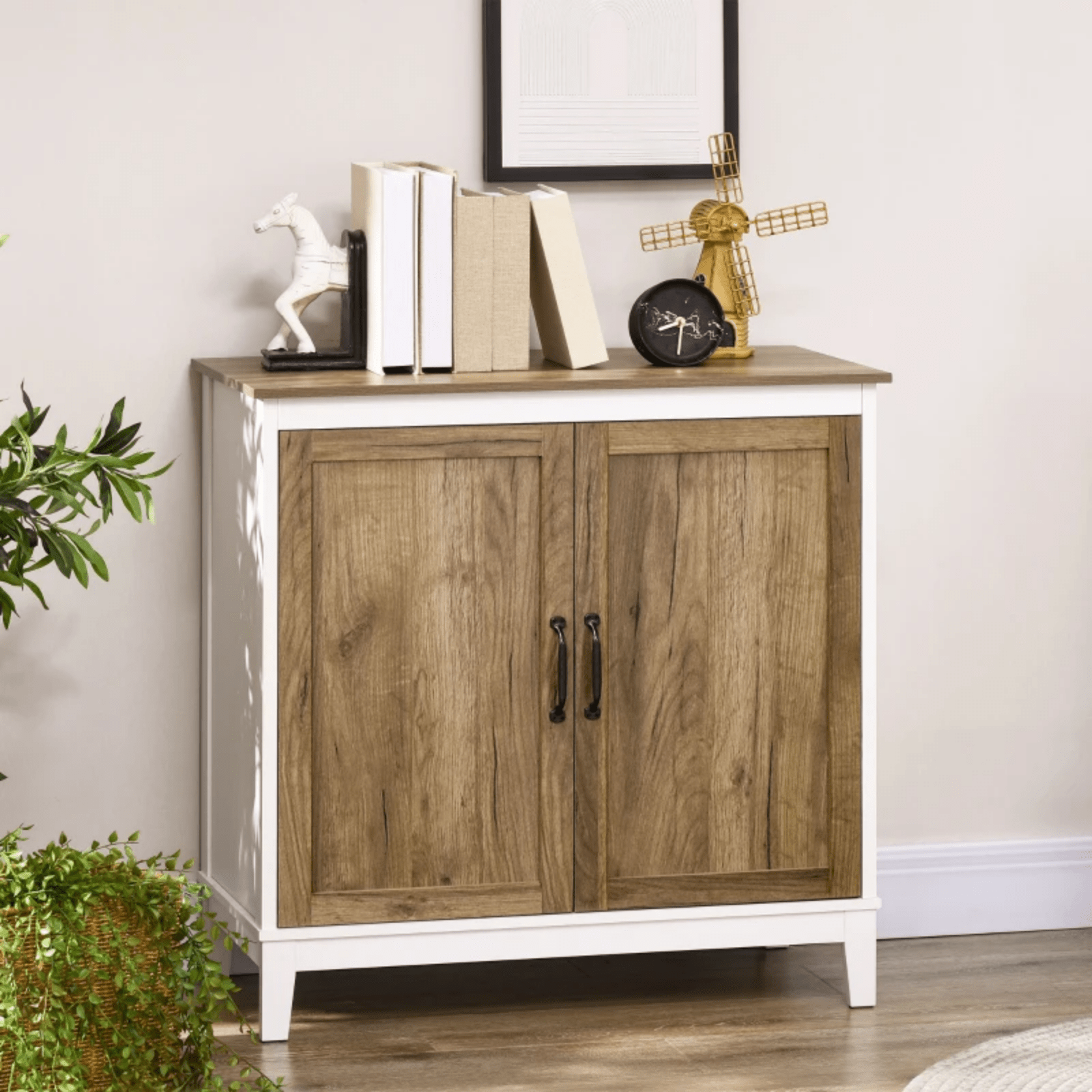 Wooden Rustic Sideboard Cupboard Farmhouse Side Storage Cabinet with 2 Doors - Home and Garden Furniture Shop - #rustic - furniture#