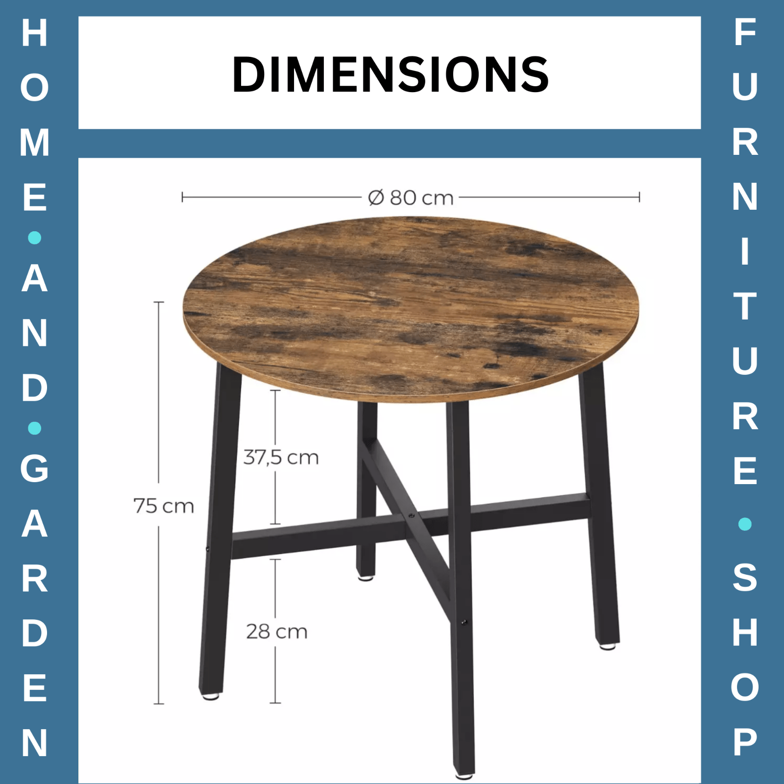 Wooden Rustic Small Round Dining Table Space Saving Kitchen Furniture Vintage UK - Home and Garden Furniture Shop - rustic - furniture