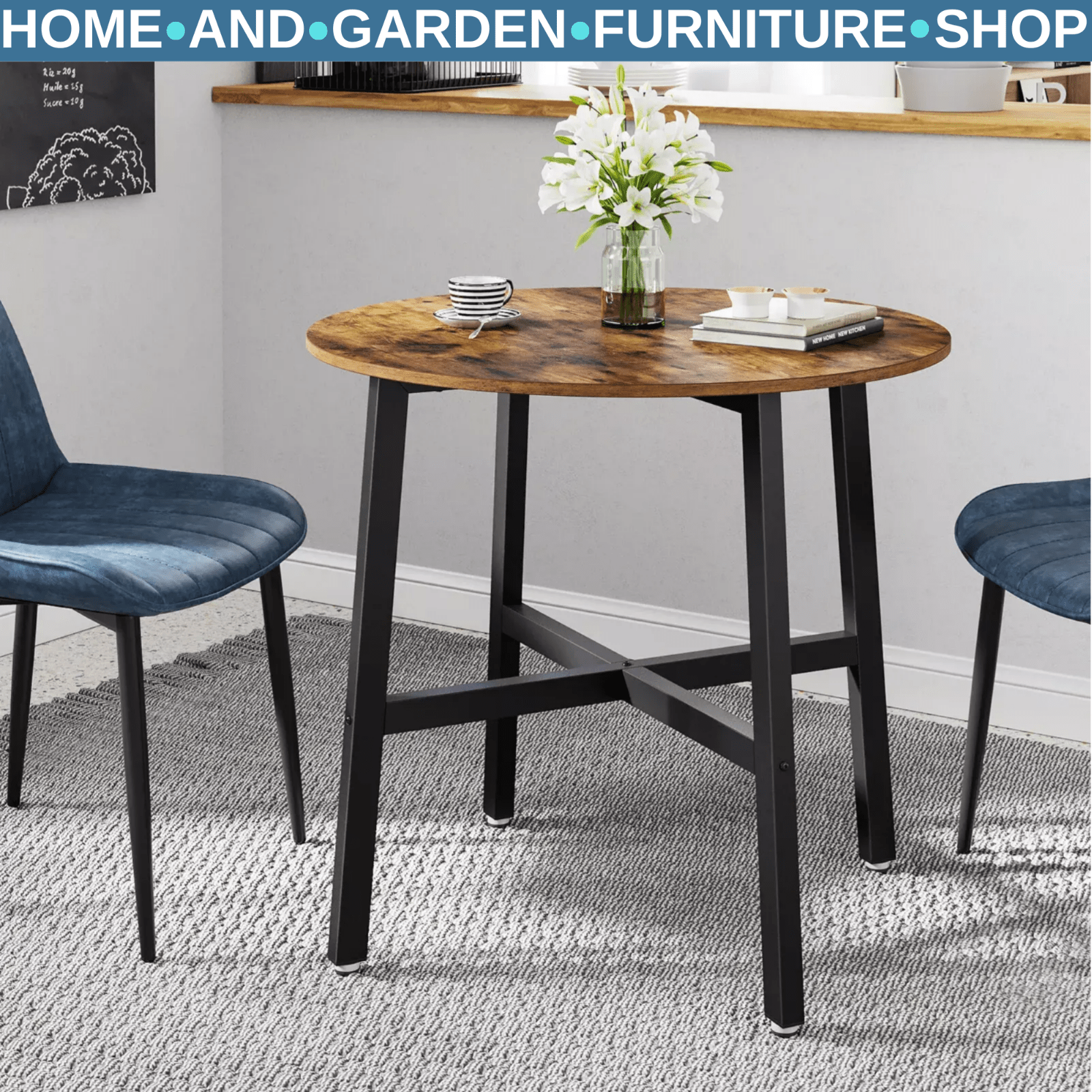 Wooden Rustic Small Round Dining Table Space Saving Kitchen Furniture Vintage UK - Home and Garden Furniture Shop - rustic - furniture