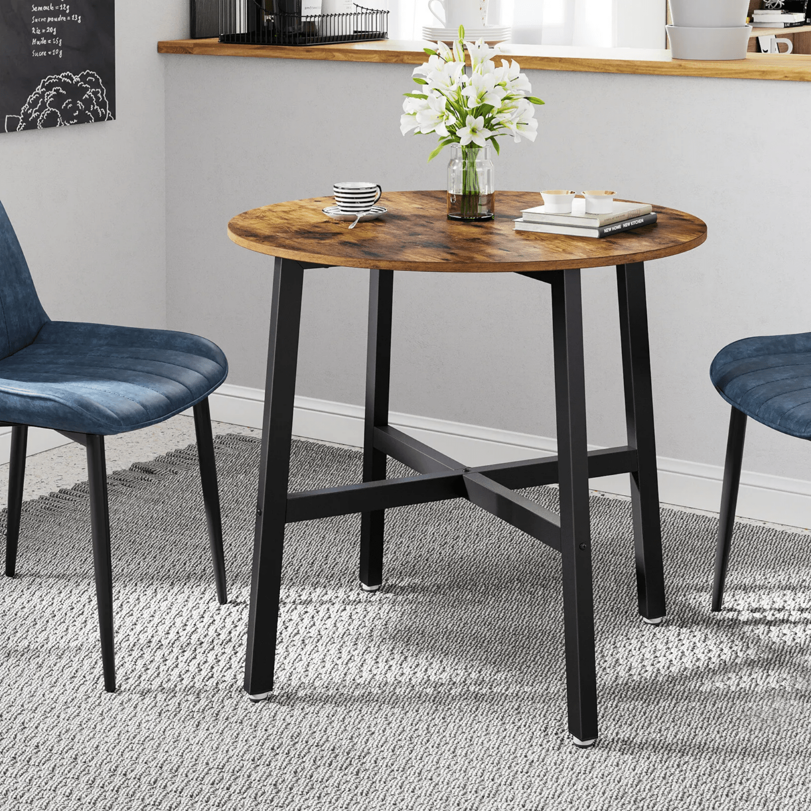 Wooden Rustic Small Round Dining Table Space Saving Kitchen Furniture Vintage UK - Home and Garden Furniture Shop - #rustic - furniture#