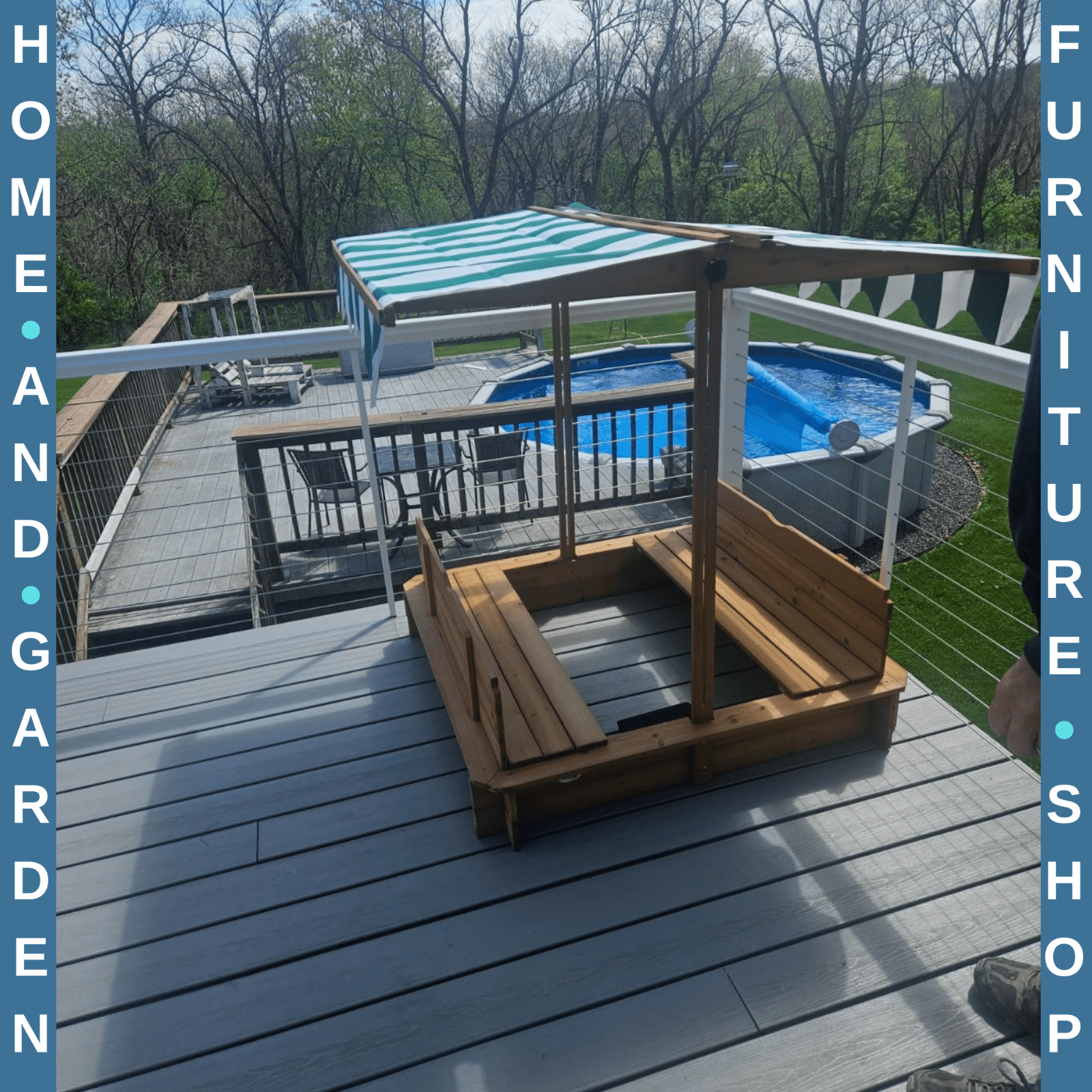 Wooden Sandpit for Kids with Adjustable Canopy Outdoor Garden Play Toy Sandbox - Home and Garden Furniture Shop - rustic - furniture