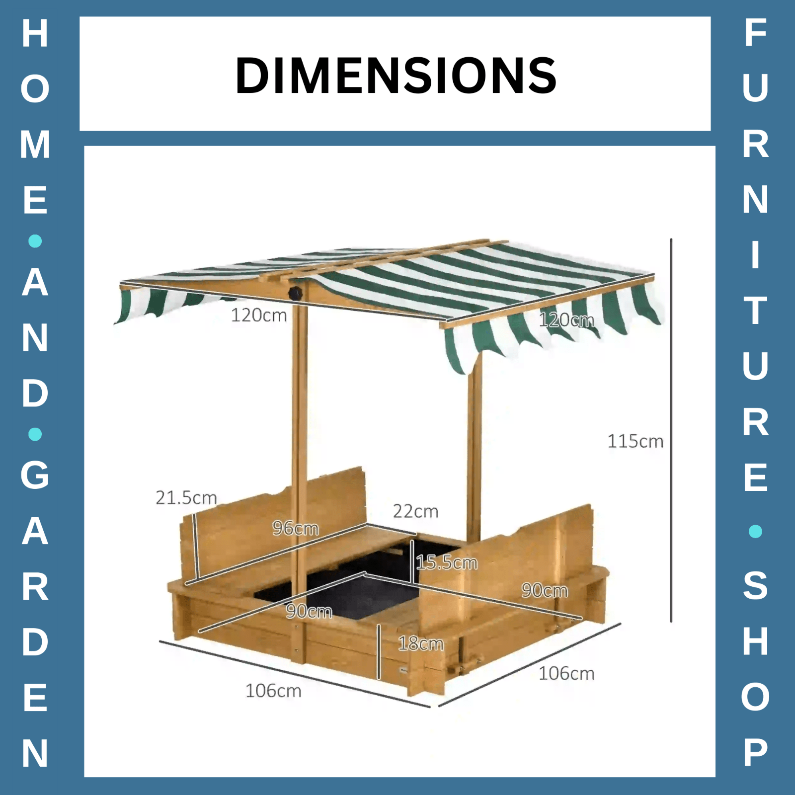 Wooden Sandpit for Kids with Adjustable Canopy Outdoor Garden Play Toy Sandbox - Home and Garden Furniture Shop - rustic - furniture