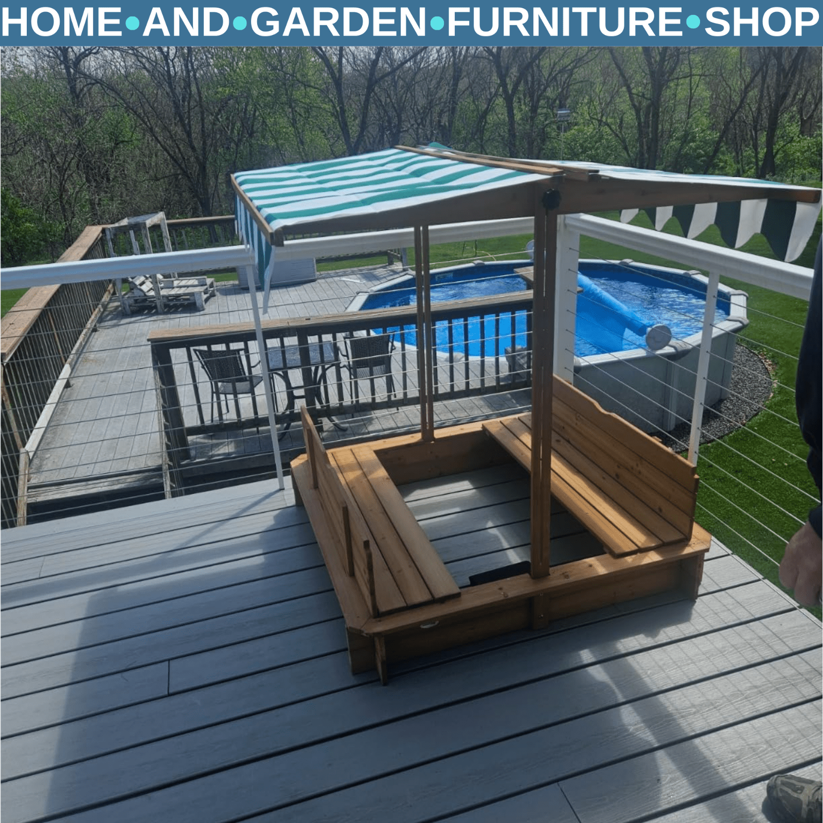 Wooden Sandpit for Kids with Adjustable Canopy Outdoor Garden Play Toy Sandbox - Home and Garden Furniture Shop - rustic - furniture