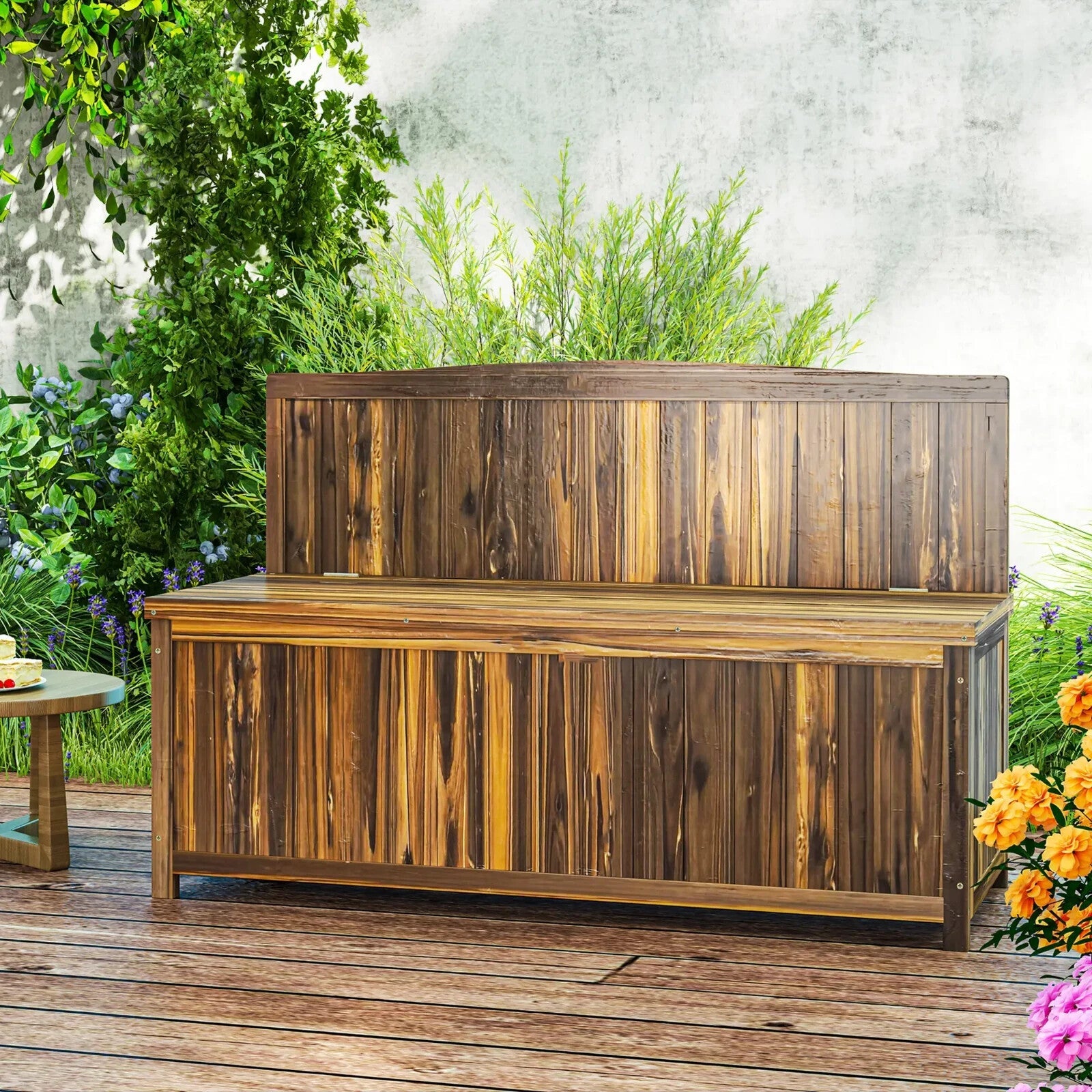 Wooden Storage Bench for Garden Tools Patio Furniture Seating with Lift Up Lid - Home and Garden Furniture Shop - rustic - furniture