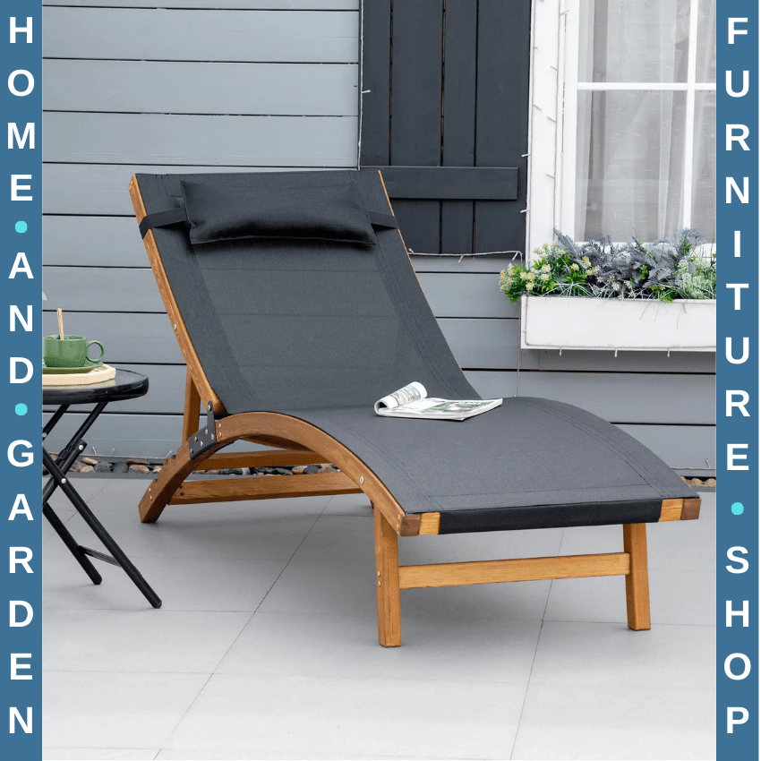 Wooden Sun Lounger Chair with Adjustable Back and Headrest Pillow for Garden Use - Home and Garden Furniture Shop - rustic - furniture