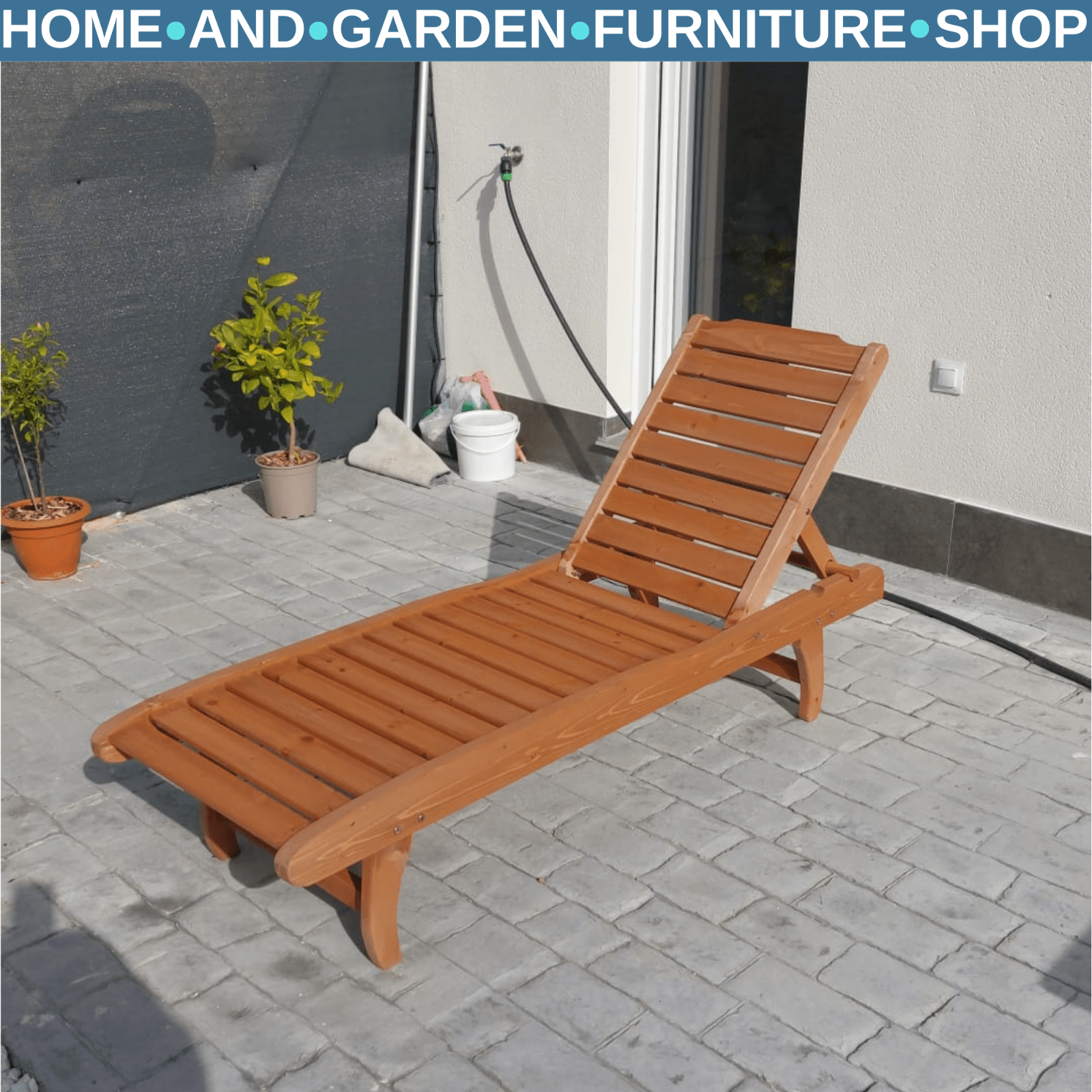 Wooden Sun Lounger Outdoor Patio Sun Bed with Pull Out Table - Garden Recliner - Home and Garden Furniture Shop - rustic - furniture