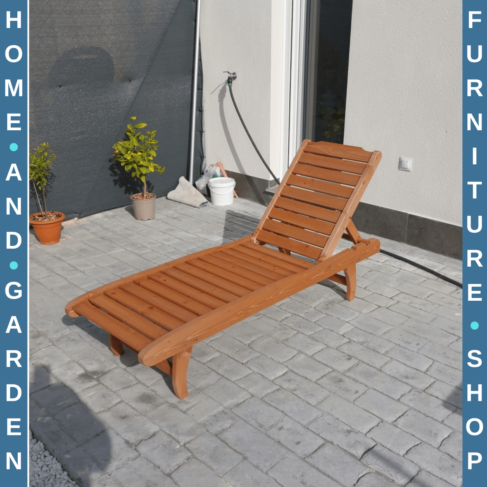 Wooden Sun Lounger Outdoor Patio Sun Bed with Pull Out Table - Garden Recliner - Home and Garden Furniture Shop - rustic - furniture