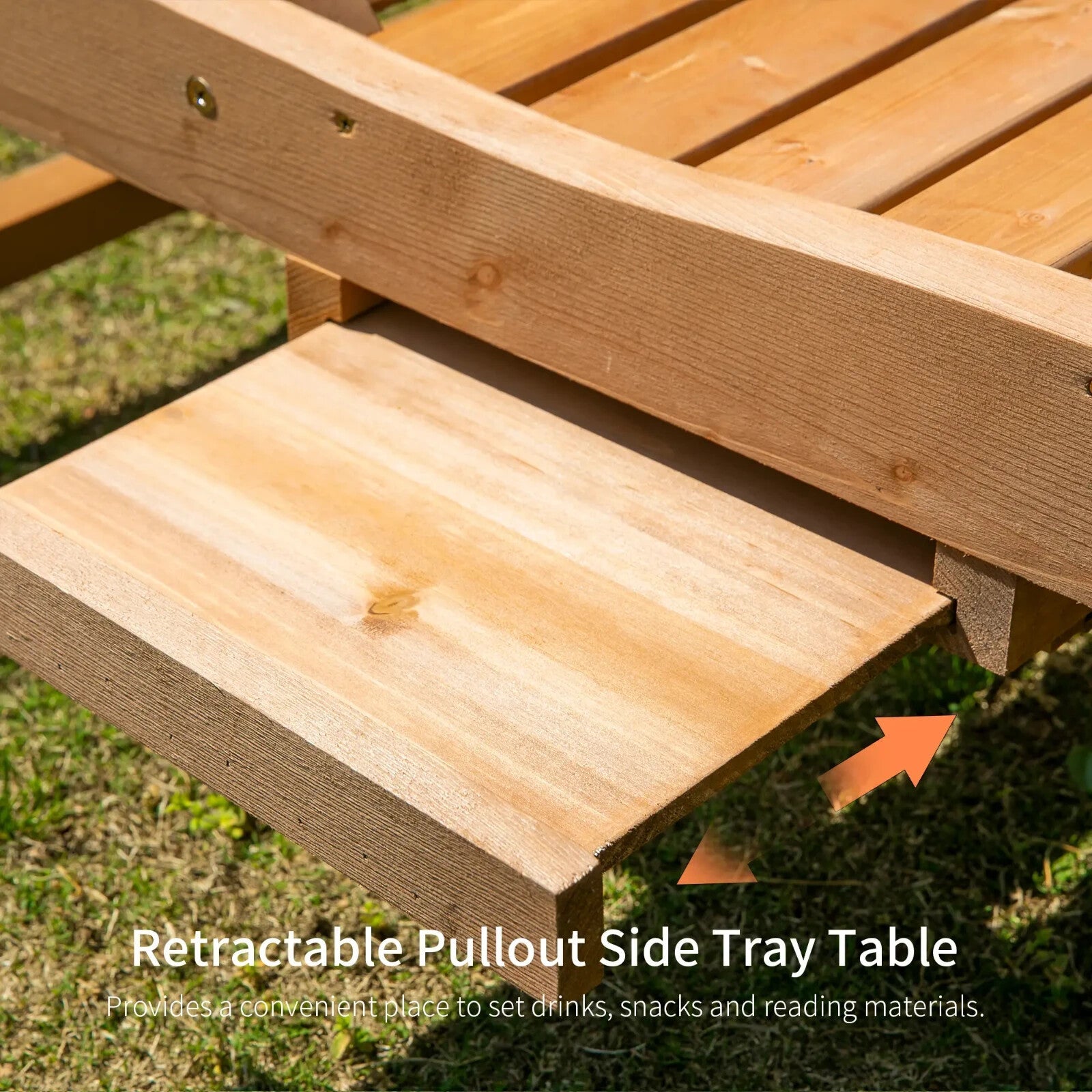 Wooden Sun Lounger Outdoor Patio Sun Bed with Pull Out Table - Garden Recliner - Home and Garden Furniture Shop - rustic - furniture