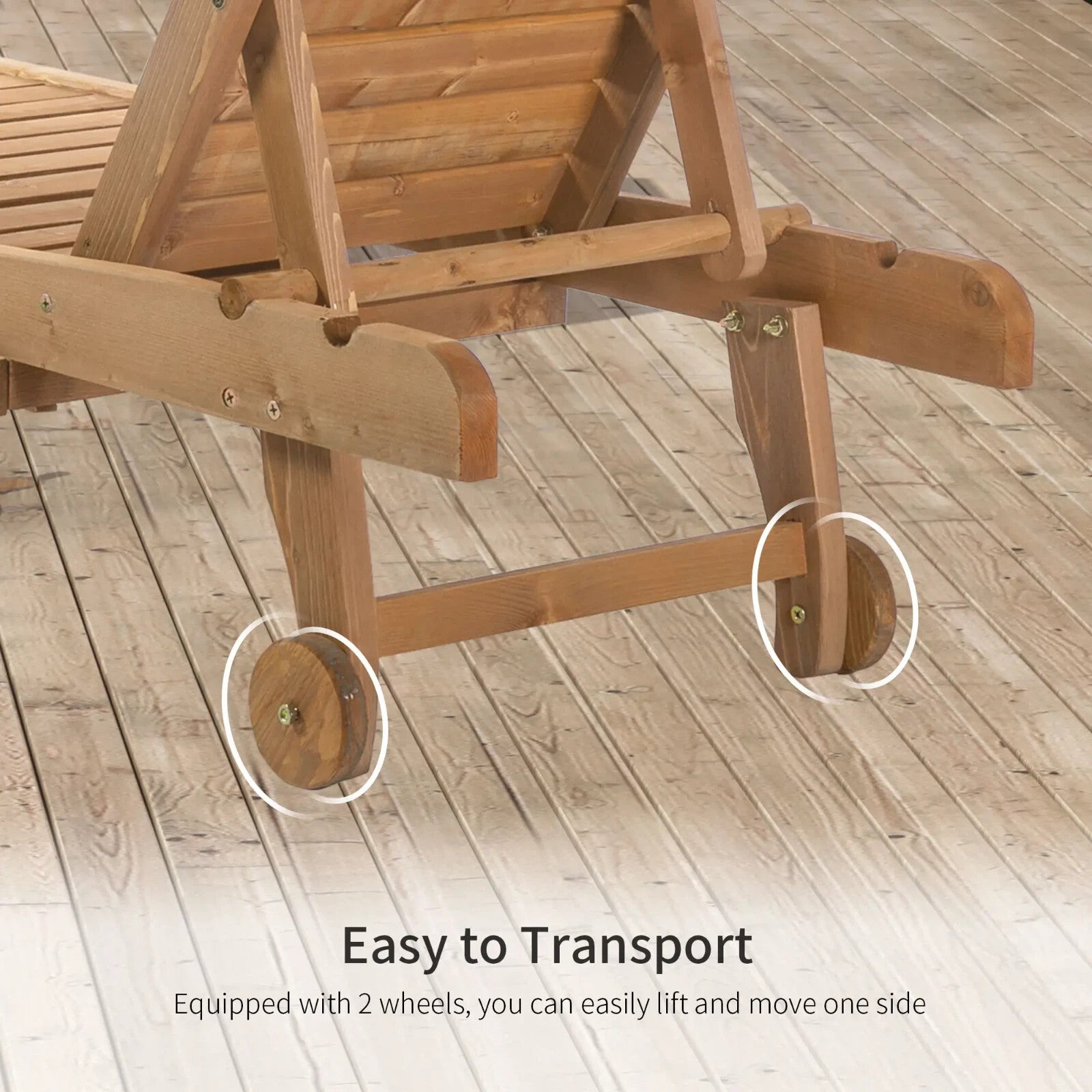 Wooden Sun Lounger Outdoor Patio Sun Bed with Pull Out Table - Garden Recliner - Home and Garden Furniture Shop - rustic - furniture