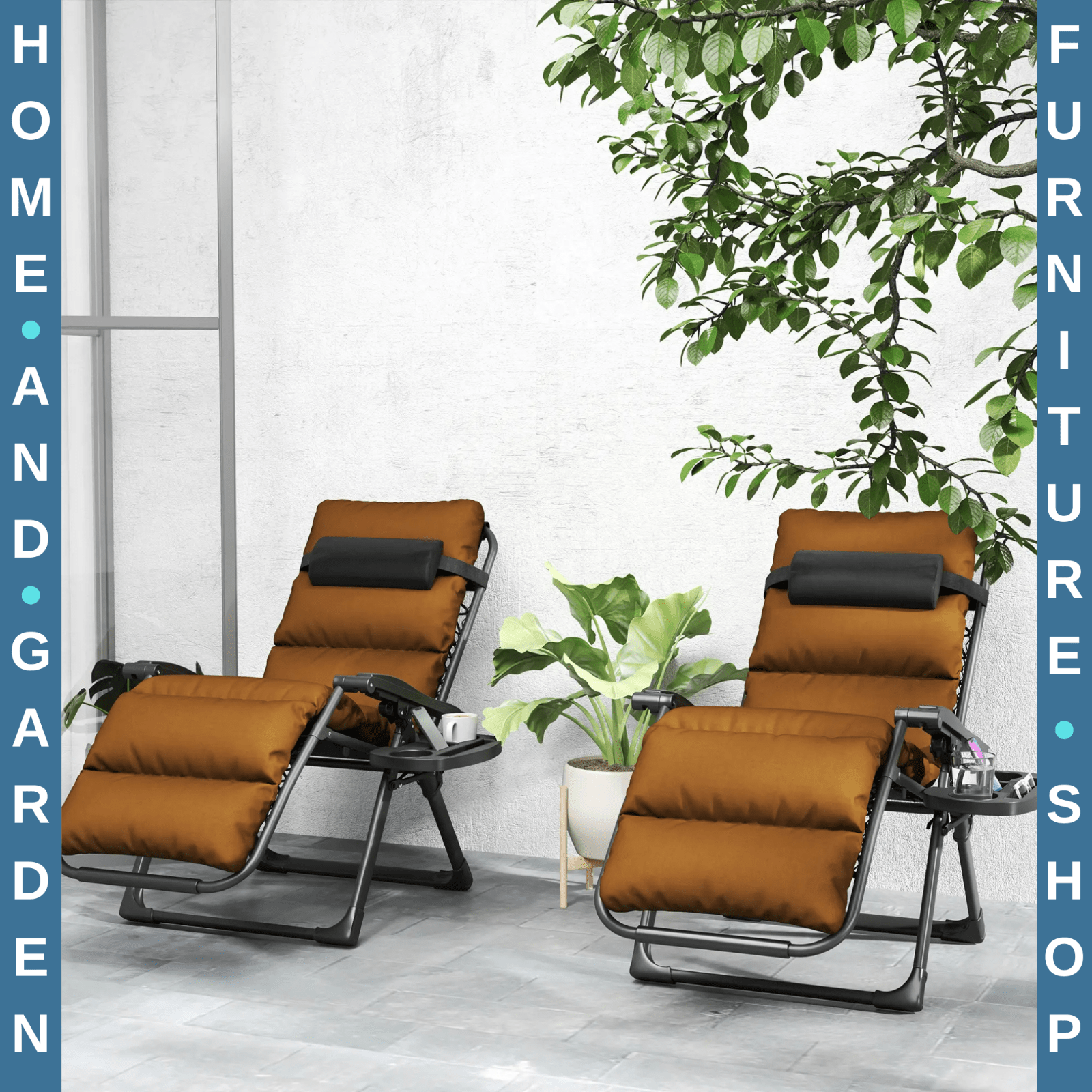 Zero Gravity Chairs Set of 2 Folding Reclining Garden Loungers with Cushions - Home and Garden Furniture Shop - rustic - furniture