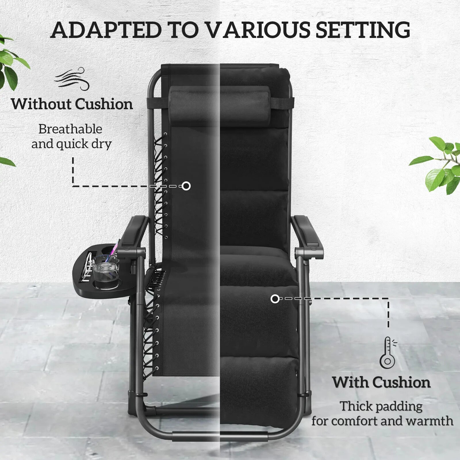 Zero Gravity Chairs Set of 2 Reclining Garden Sun Loungers with Cushions Folding - Home and Garden Furniture Shop - rustic - furniture