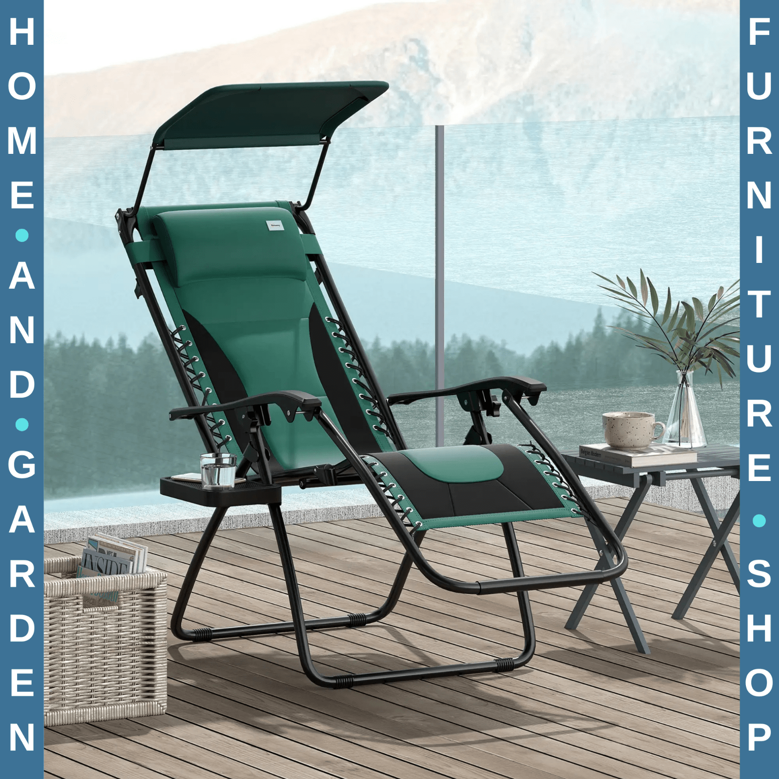 Zero Gravity Lounger Chair Folding Reclining Patio Chair with Shade Cup Holder - Home and Garden Furniture Shop - rustic - furniture