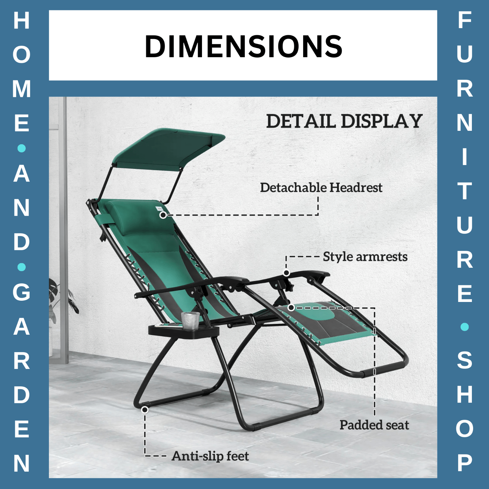 Zero Gravity Lounger Chair Folding Reclining Patio Chair with Shade Cup Holder - Home and Garden Furniture Shop - rustic - furniture