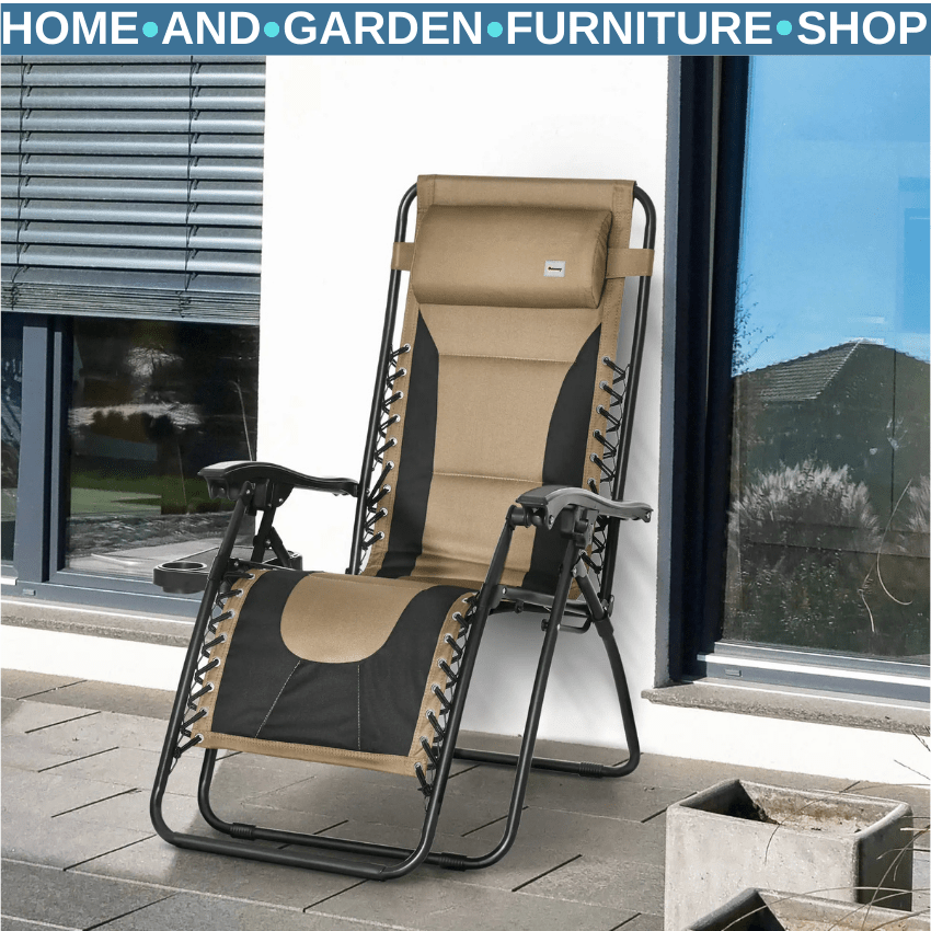 Zero Gravity Recliner Chair Folding Lounger w/ Adjustable Backrest & Cup Holder - Home and Garden Furniture Shop - rustic - furniture
