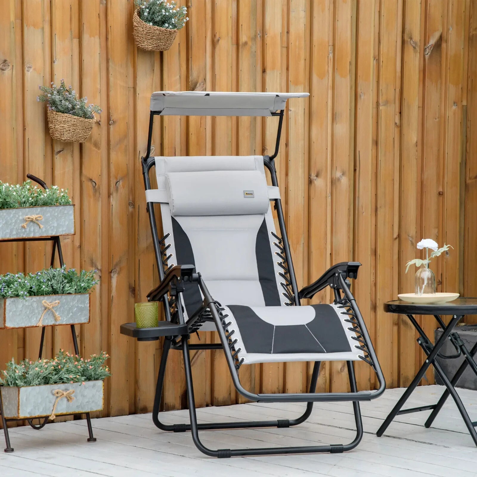 Zero Gravity Reclining Lounger Chair with Shade Cup Headrest for Garden Patio - Home and Garden Furniture Shop - rustic - furniture