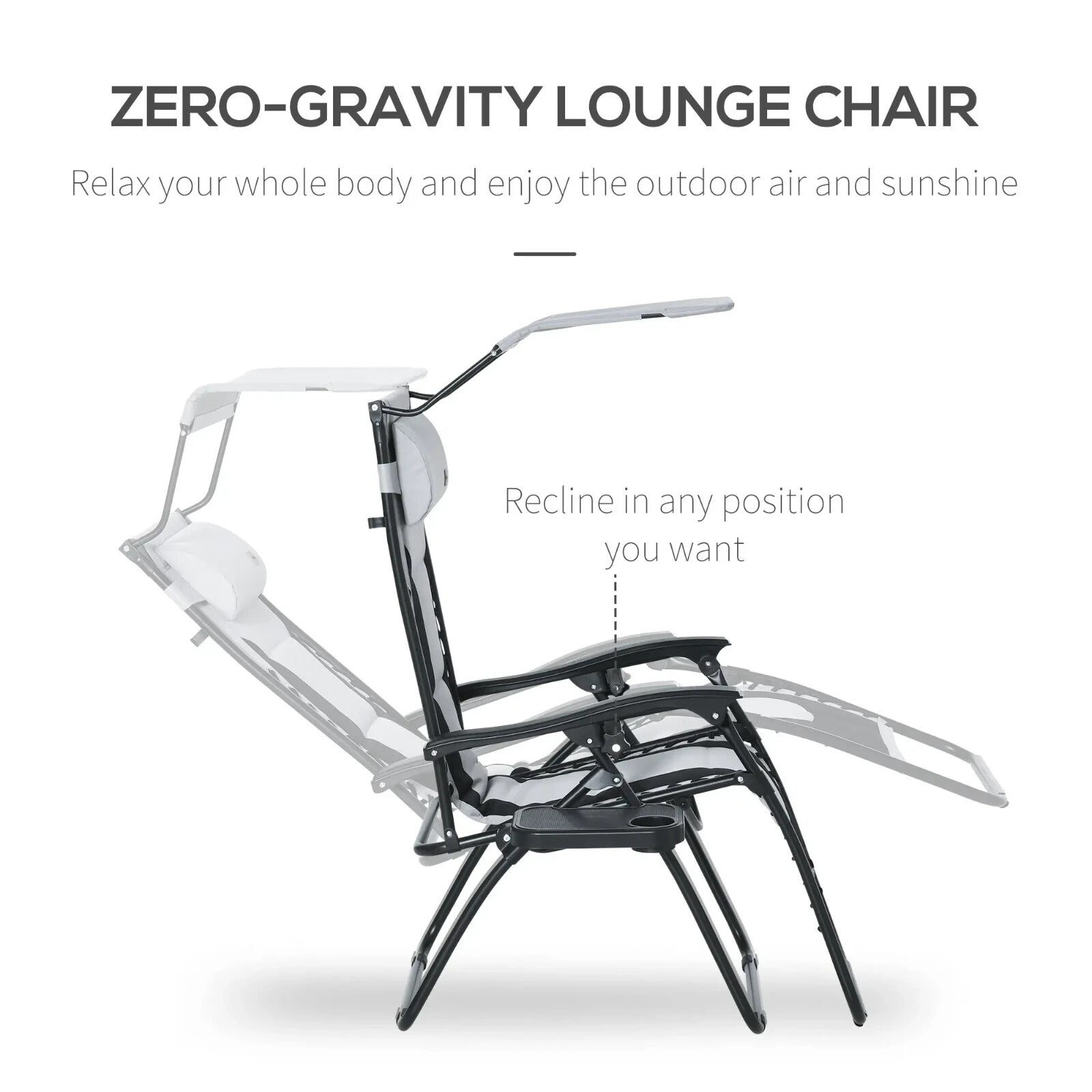 Zero Gravity Reclining Lounger Chair with Shade Cup Headrest for Garden Patio - Home and Garden Furniture Shop - rustic - furniture