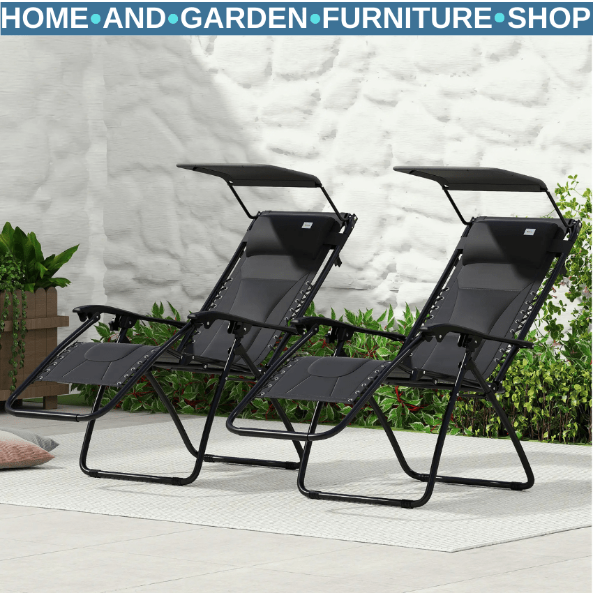 Zero Gravity Reclining Lounger Chairs Set of 2 with Shade Cup Holder and Cushion - Home and Garden Furniture Shop - rustic - furniture