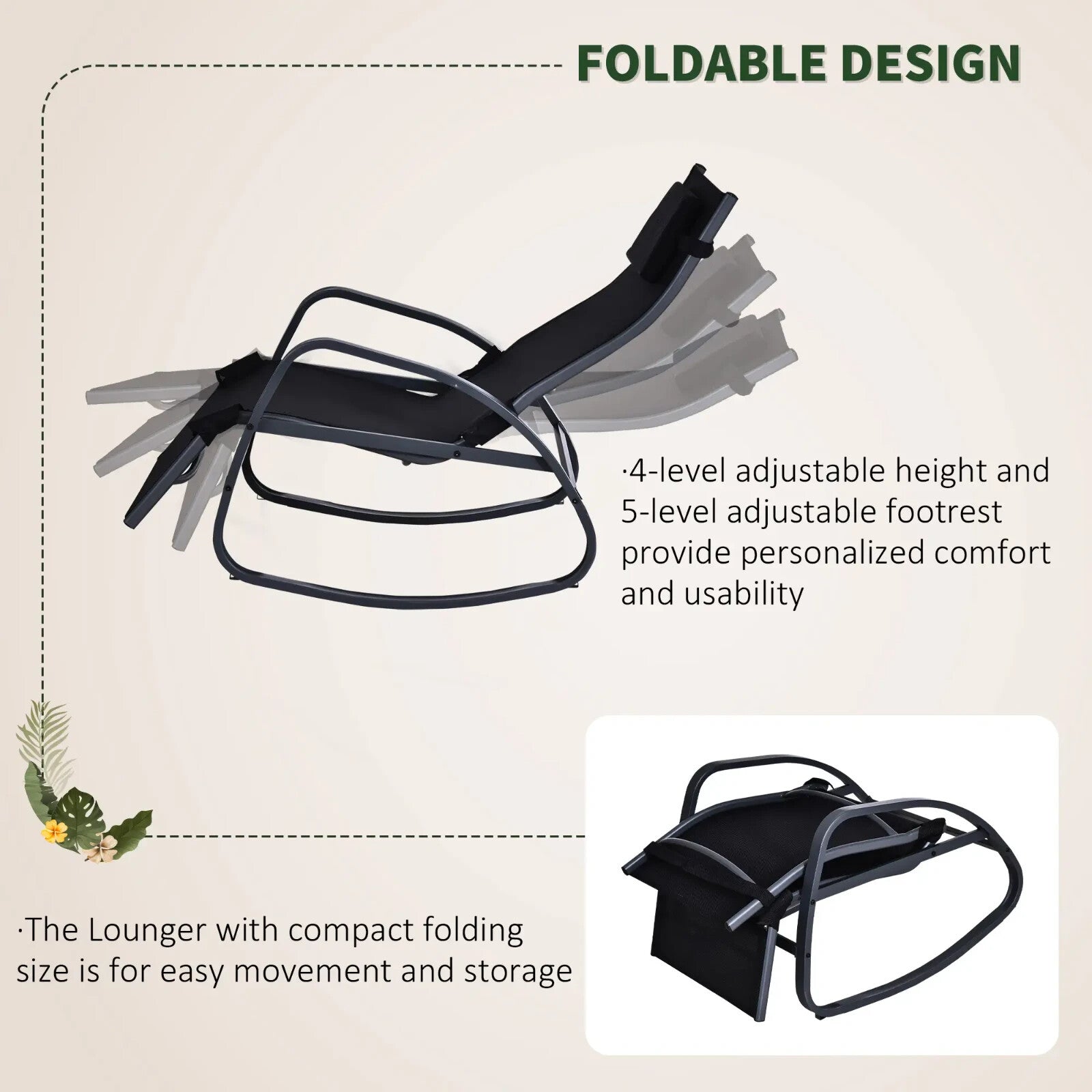 Zero Gravity Rocking Garden Chair with Pillow Outdoor Lounger Metal Frame Seat - Home and Garden Furniture Shop - rustic - furniture