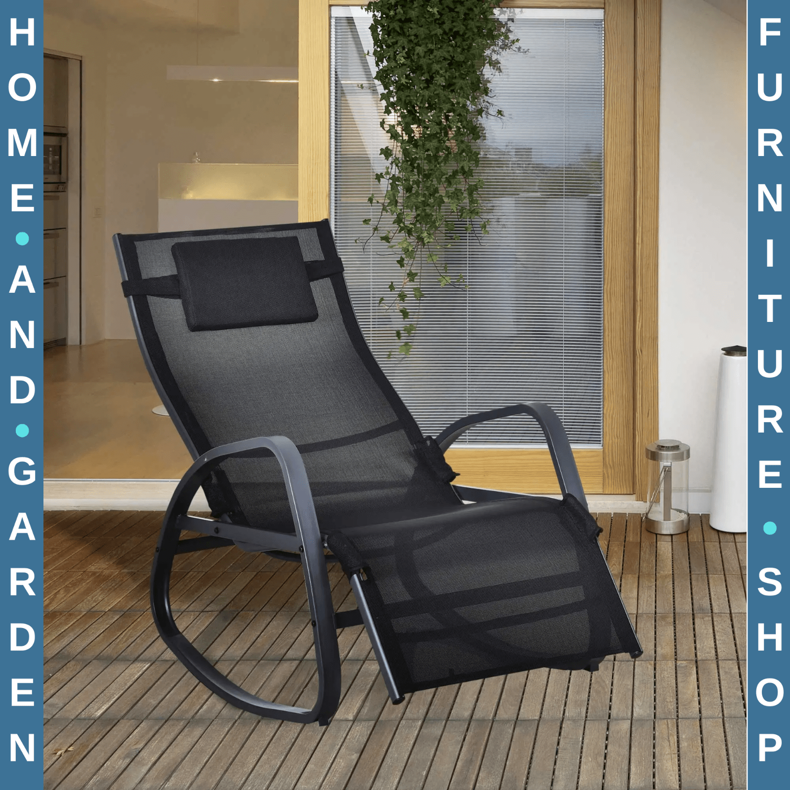 Zero Gravity Rocking Garden Chair with Pillow Outdoor Lounger Metal Frame Seat - Home and Garden Furniture Shop - rustic - furniture