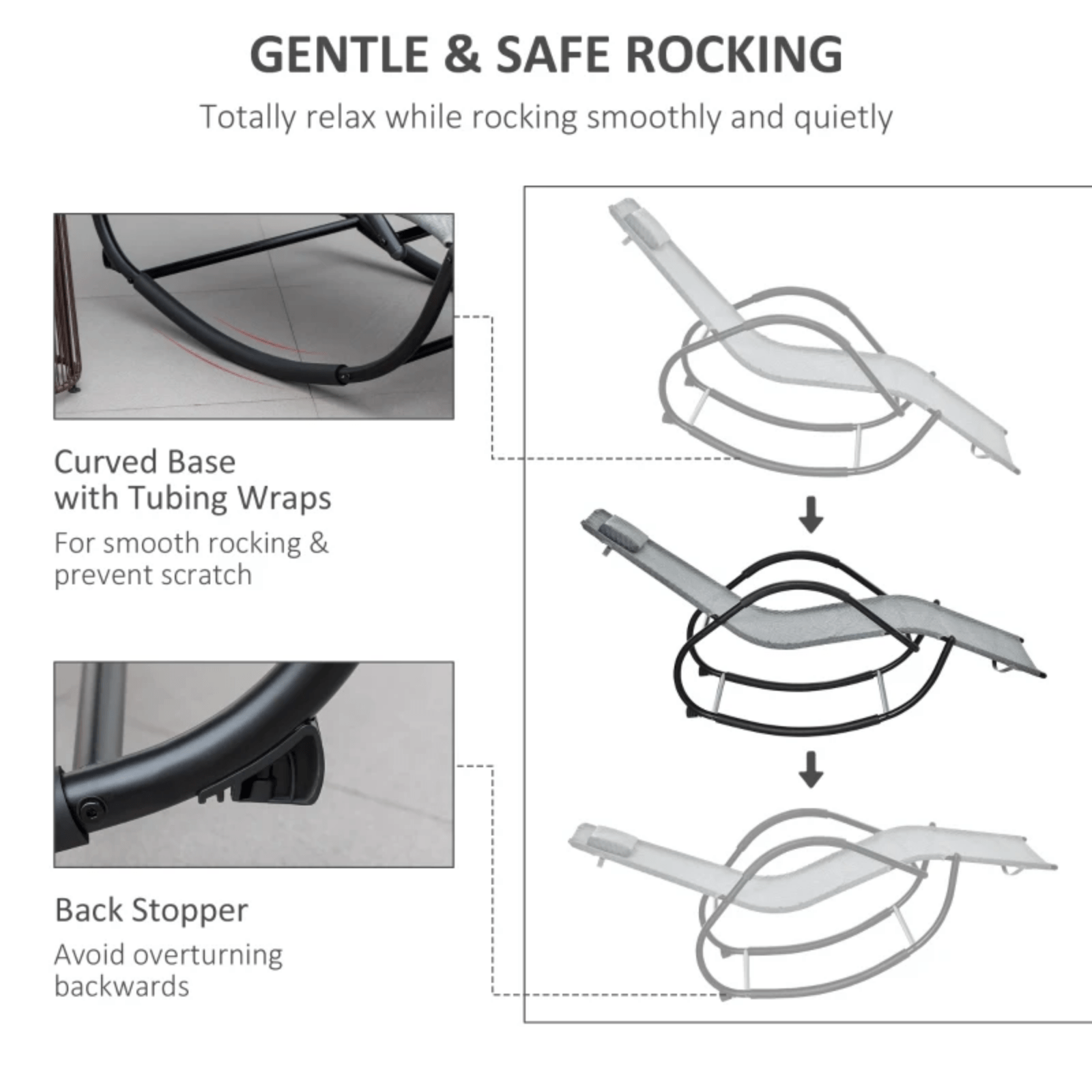 Zero Gravity Rocking Lounge Chair Pillow Grey Garden Sun Lounger Chaise Patio - Home and Garden Furniture Shop - rustic - furniture